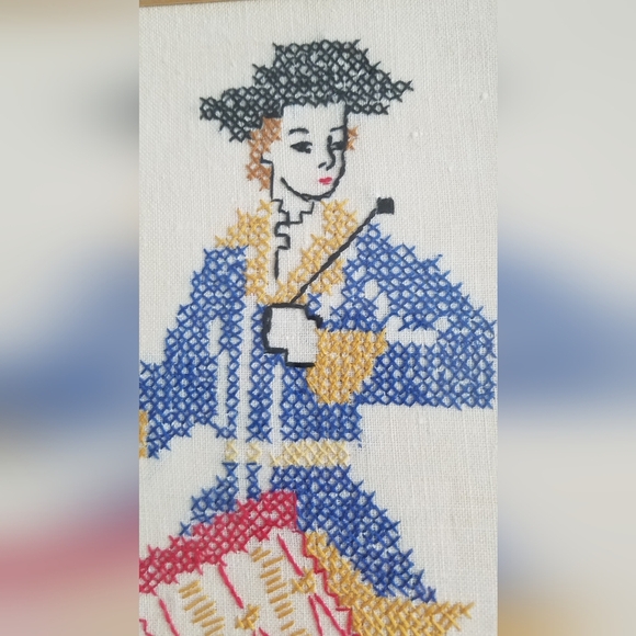 Vintage Framed with Glass Cross Stitch Drummer Minuteman 1776 - Picture 3 of 9